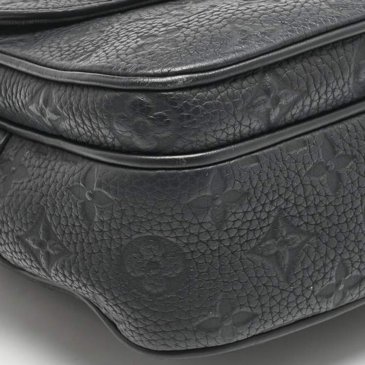 Pre Owned Louis Vuitton Black Monogram Taurillon Leather S Lock Messenger Bag