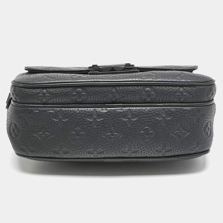 Pre Owned Louis Vuitton Black Monogram Taurillon Leather S Lock Messenger Bag