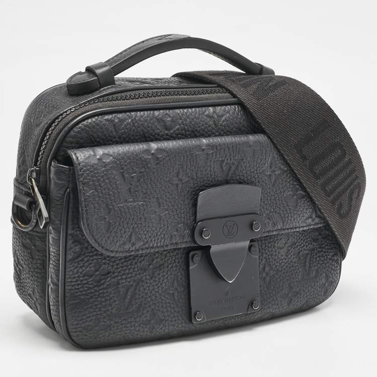 Pre Owned Louis Vuitton Black Monogram Taurillon Leather S Lock Messenger Bag