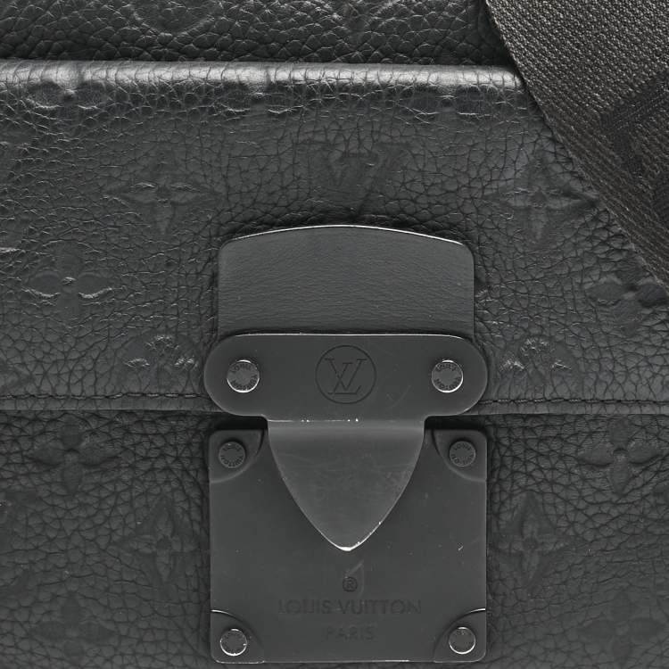 Pre Owned Louis Vuitton Black Monogram Taurillon Leather S Lock Messenger Bag
