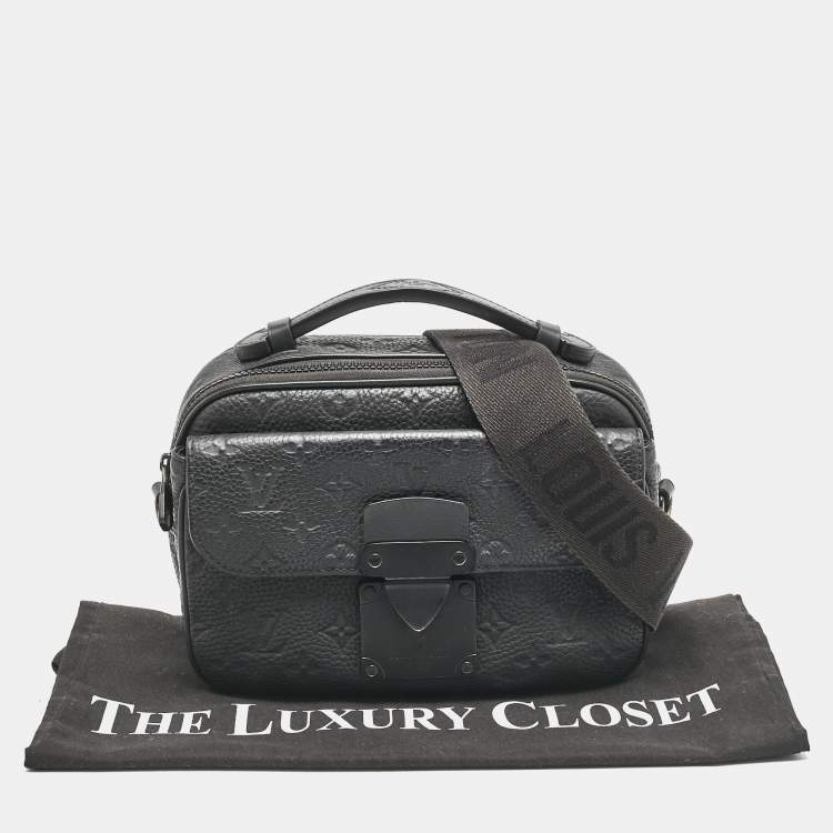 Pre Owned Louis Vuitton Black Monogram Taurillon Leather S Lock Messenger Bag