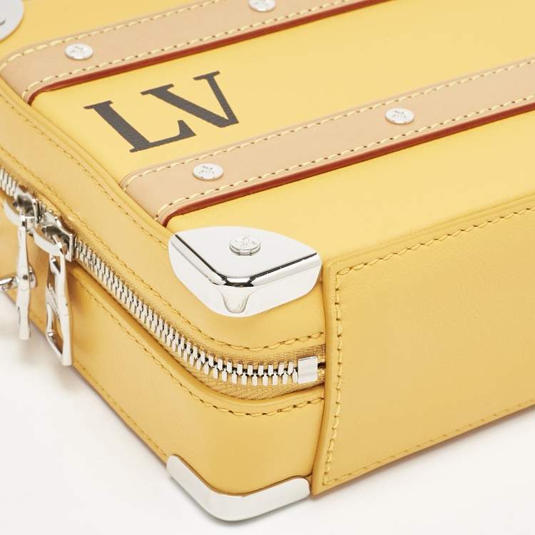Pre Owned Louis Vuitton Saffron Yellow Leather Handle Soft Trunk Bag