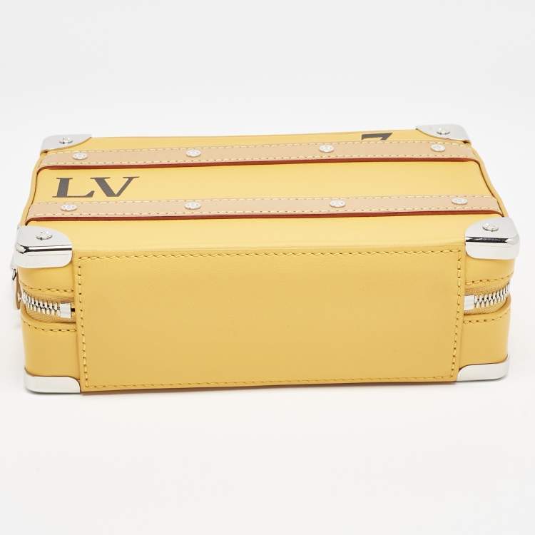 Pre Owned Louis Vuitton Saffron Yellow Leather Handle Soft Trunk Bag