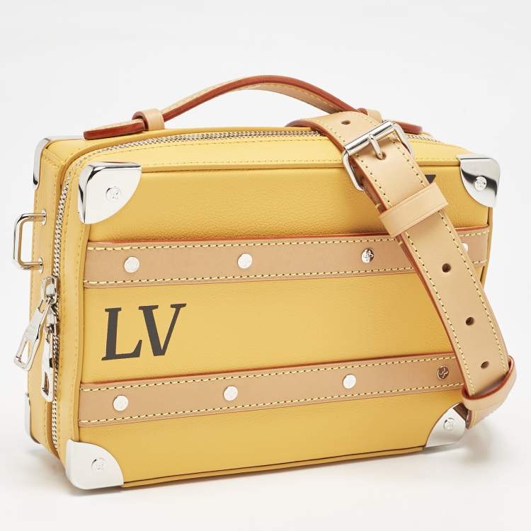 Pre Owned Louis Vuitton Saffron Yellow Leather Handle Soft Trunk Bag