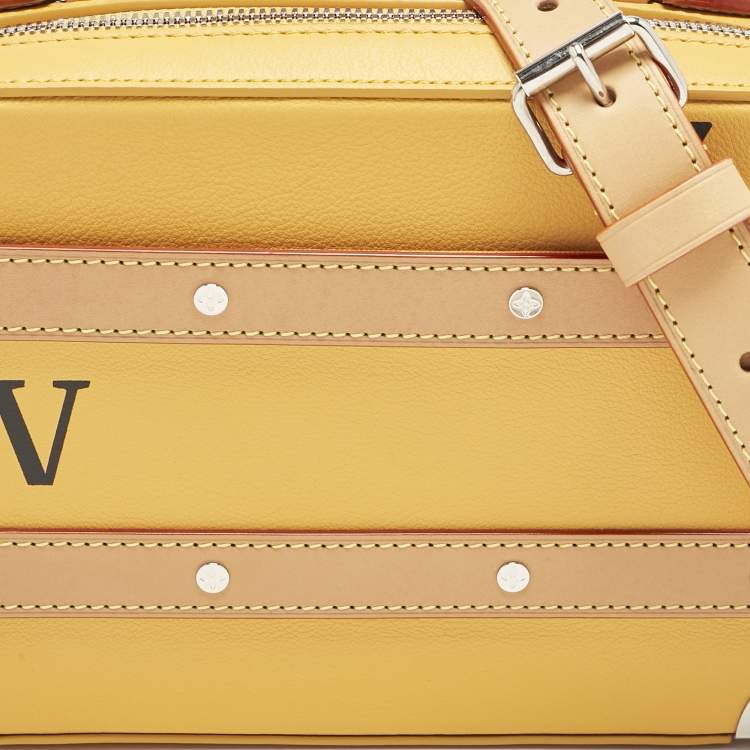 Pre Owned Louis Vuitton Saffron Yellow Leather Handle Soft Trunk Bag