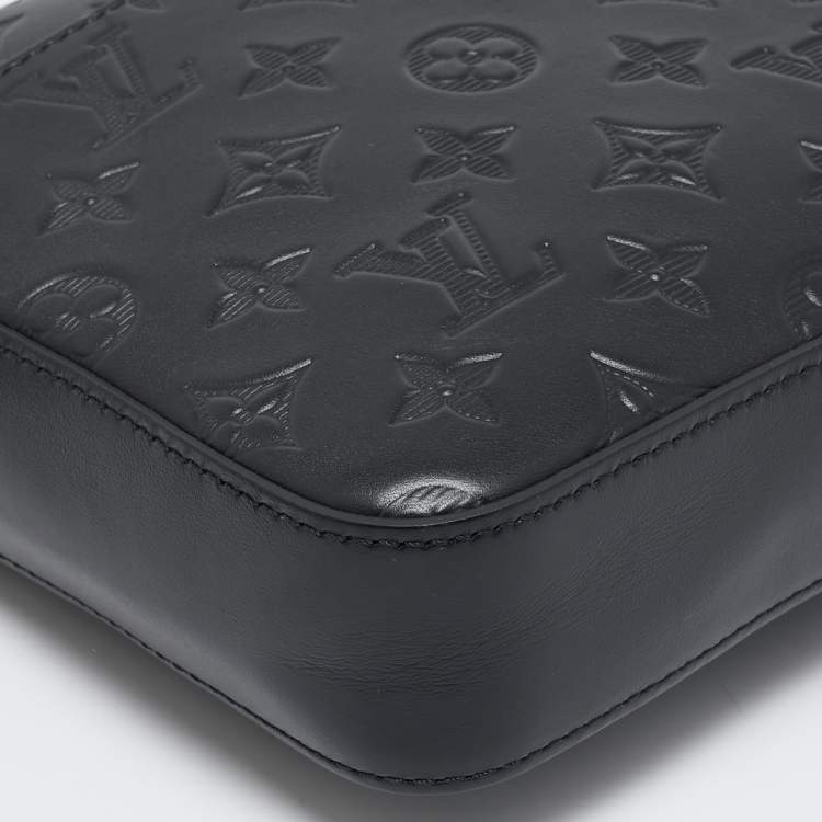 Pre Owned Louis Vuitton Black Monogram Shadow Leather Trio Messenger Bag