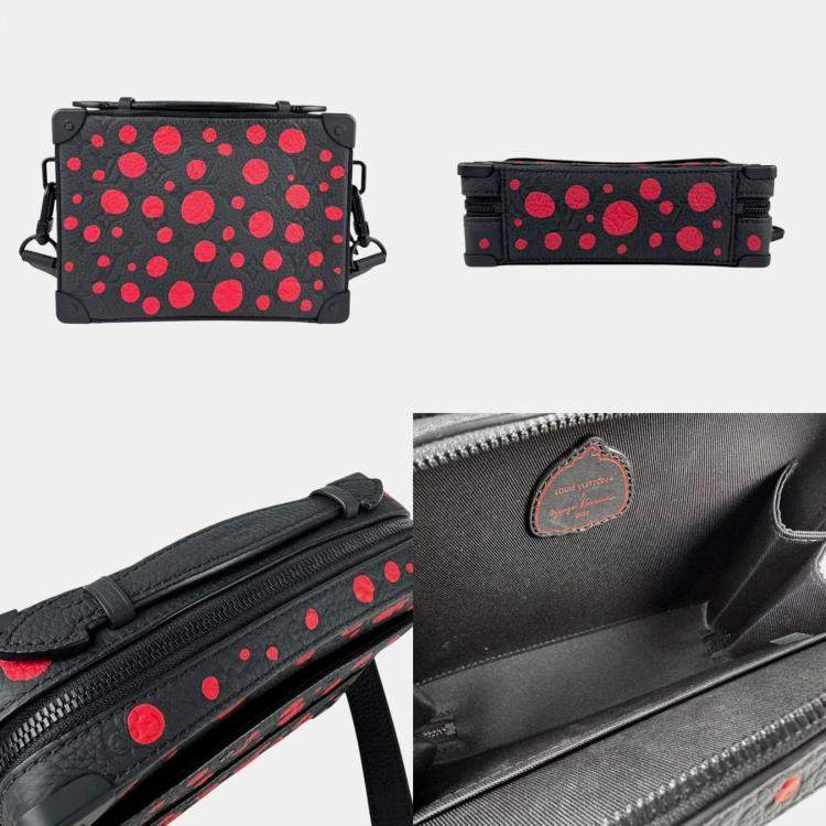 Pre Owned Louis Vuitton Black and Red Leather Soft Trunk Shoulder Bag