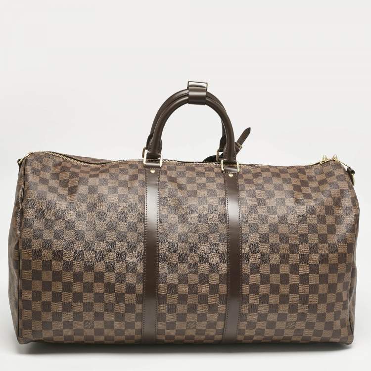 Pre Owned Louis Vuitton Damier Ebene Canvas Keepall Bandouliere 55 Bag