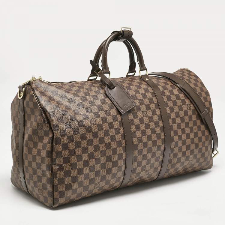 Pre Owned Louis Vuitton Damier Ebene Canvas Keepall Bandouliere 55 Bag