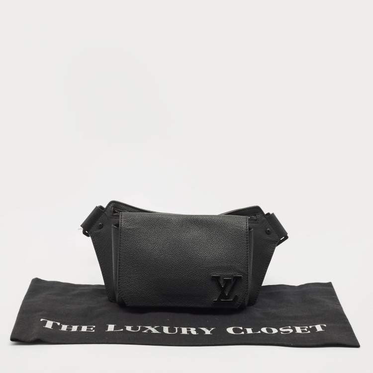 Pre Owned Louis Vuitton Black Leather Take Off Sling Bag