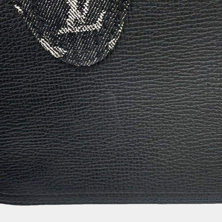 Pre Owned Louis Vuitton  Noir Monogram Denim Taurillon Leather Busas Tokyo Messenger Bag