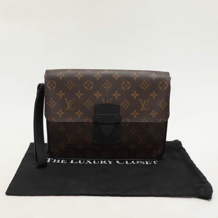Pre Owned Louis Vuitton Monogram Macassar Canvas S Lock Pouch
