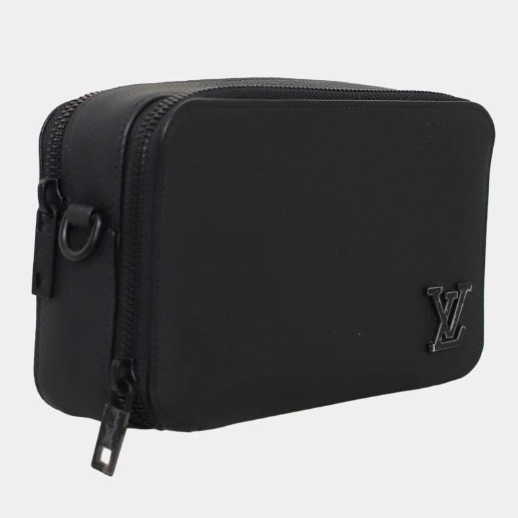 Pre Owned Louis Vuitton Black Leather Aerogram Alpha Wearable Wallet