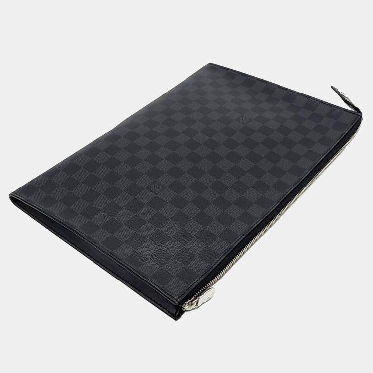 Pre Owned Louis Vuitton Black Canvas Graphite Pochette 24H Clutch
