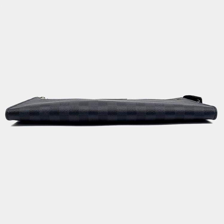 Pre Owned Louis Vuitton Black Canvas Graphite Pochette 24H Clutch