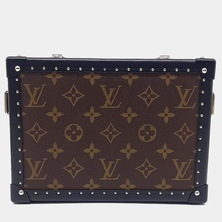 Pre Owned Louis Vuitton Black Coated Canvas and Leather Macassar Clutch Box Bag