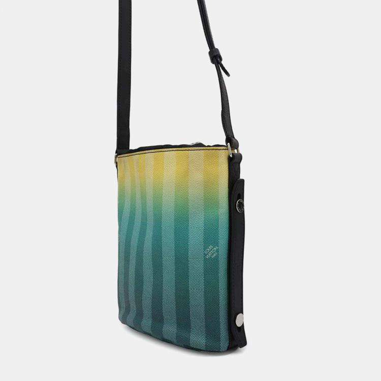 Pre Owned Louis Vuitton Yellow/Green Damier Stripe Sac Malang  
