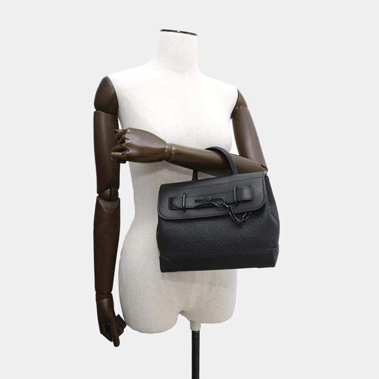 Pre Owned Louis Vuitton Noir Monogram Taurillon Steamer PM Shoulder Bag