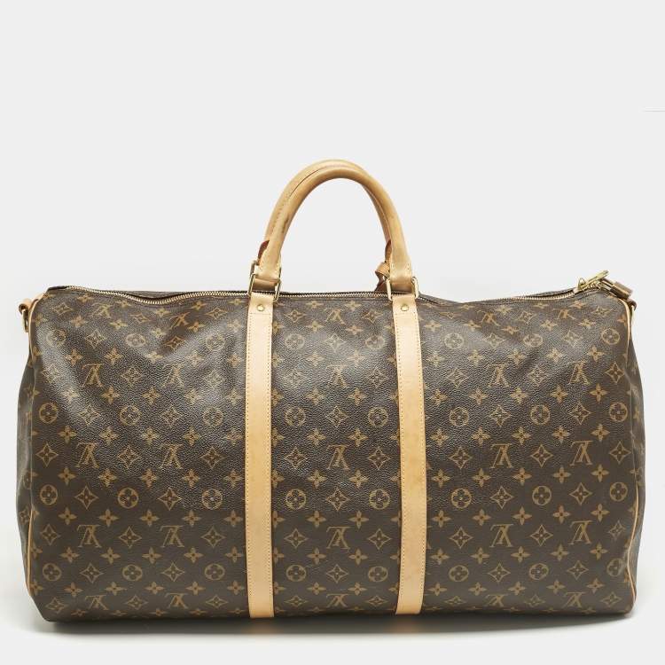 Pre Owned Louis Vuitton Brown Monogram Canvas Keepall Bandouliere 60 Bag
