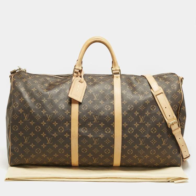 Pre Owned Louis Vuitton Brown Monogram Canvas Keepall Bandouliere 60 Bag