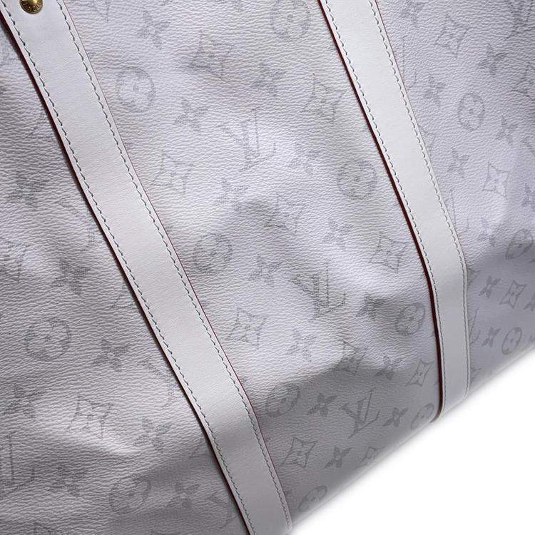Pre Owned Louis Vuitton White Monogram LVx NBA Keepall Bandouliere 55 Duffel Bag