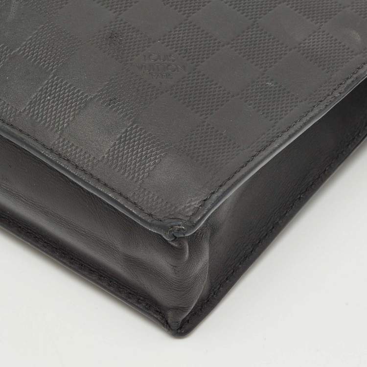 Pre Owned Louis Vuitton Black Damier Infini Leather Standing Pouch
