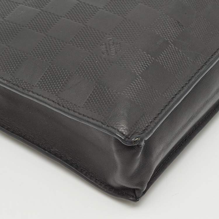 Pre Owned Louis Vuitton Black Damier Infini Leather Standing Pouch