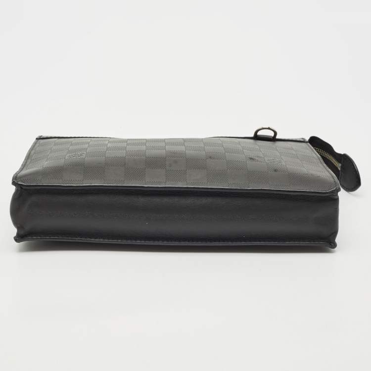 Pre Owned Louis Vuitton Black Damier Infini Leather Standing Pouch