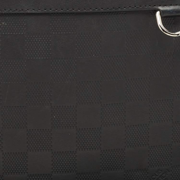 Pre Owned Louis Vuitton Black Damier Infini Leather Standing Pouch