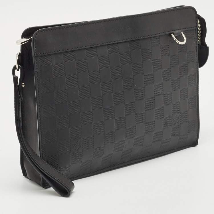 Pre Owned Louis Vuitton Black Damier Infini Leather Standing Pouch