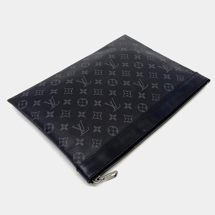 Pre Owned Louis Vuitton Black Coated Canvas Eclipse Discovery Pochette GM bag