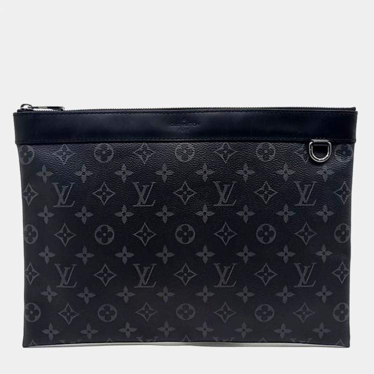 Pre Owned Louis Vuitton Black Coated Canvas Eclipse Discovery Pochette GM bag