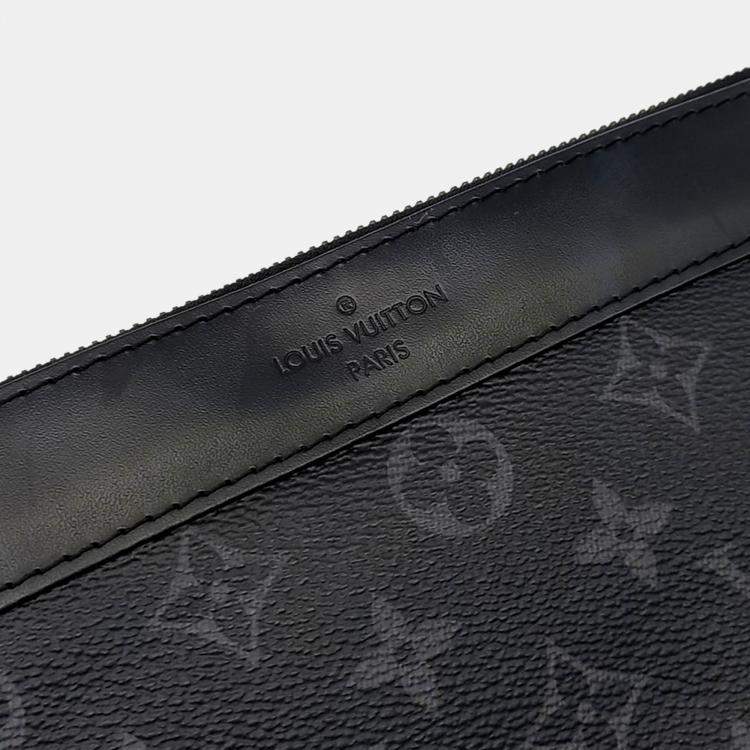 Pre Owned Louis Vuitton Black Coated Canvas Eclipse Discovery Pochette GM bag