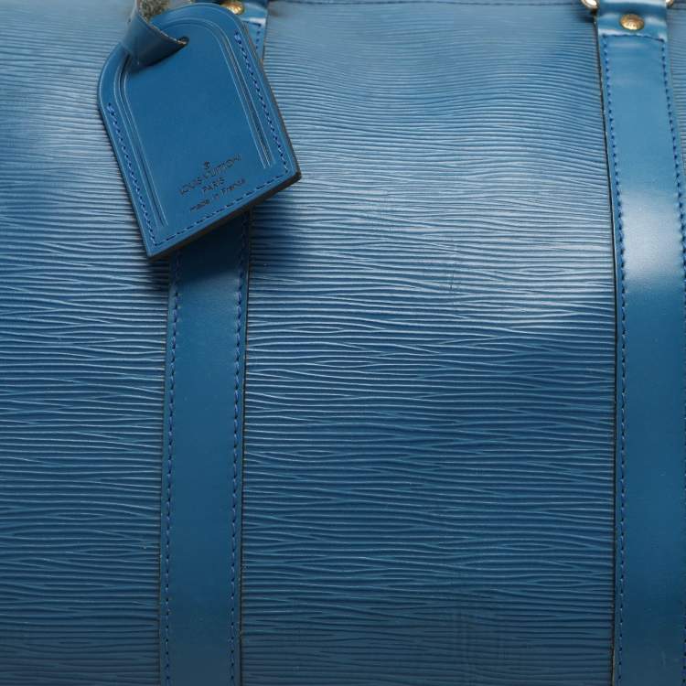 Pre Owned Louis Vuitton Blue Epi Leather Keepall 55 Bag