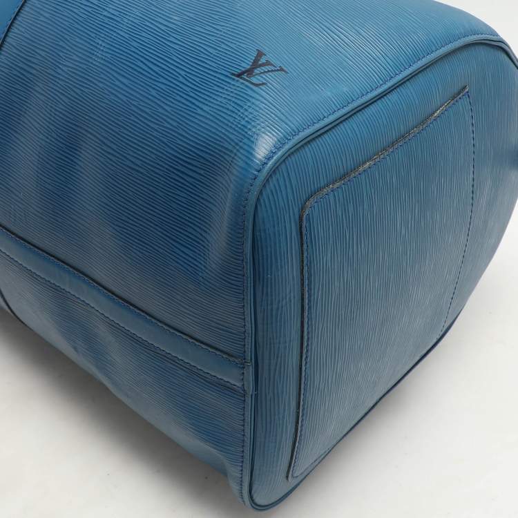 Pre Owned Louis Vuitton Blue Epi Leather Keepall 55 Bag