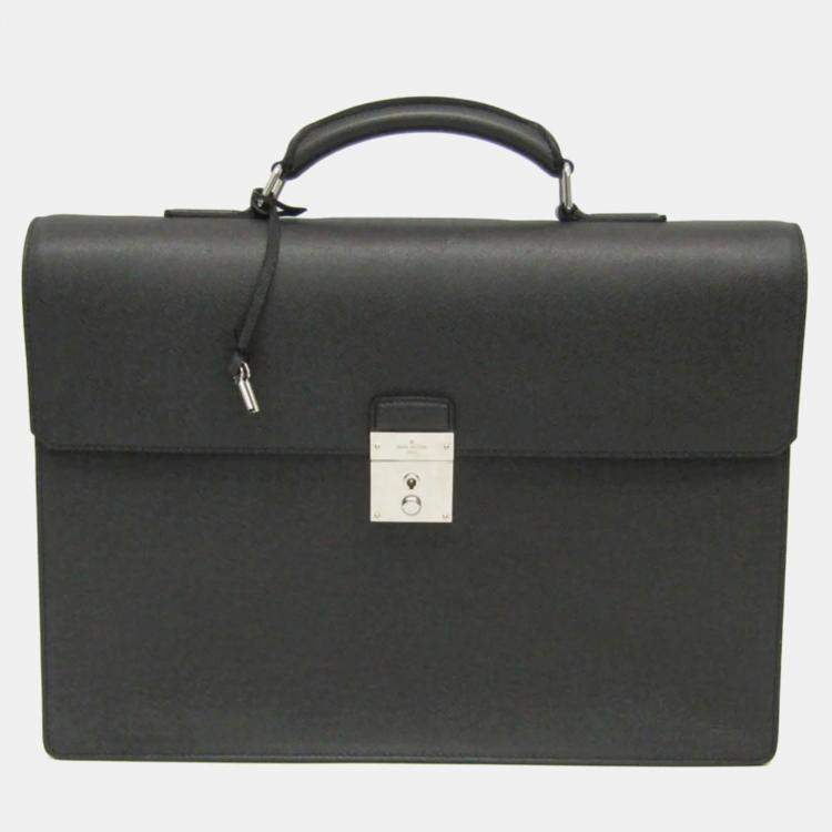 Pre Owned Louis Vuitton Black Taiga Leather Serviette Robusto 2 Business Briefcase Bag