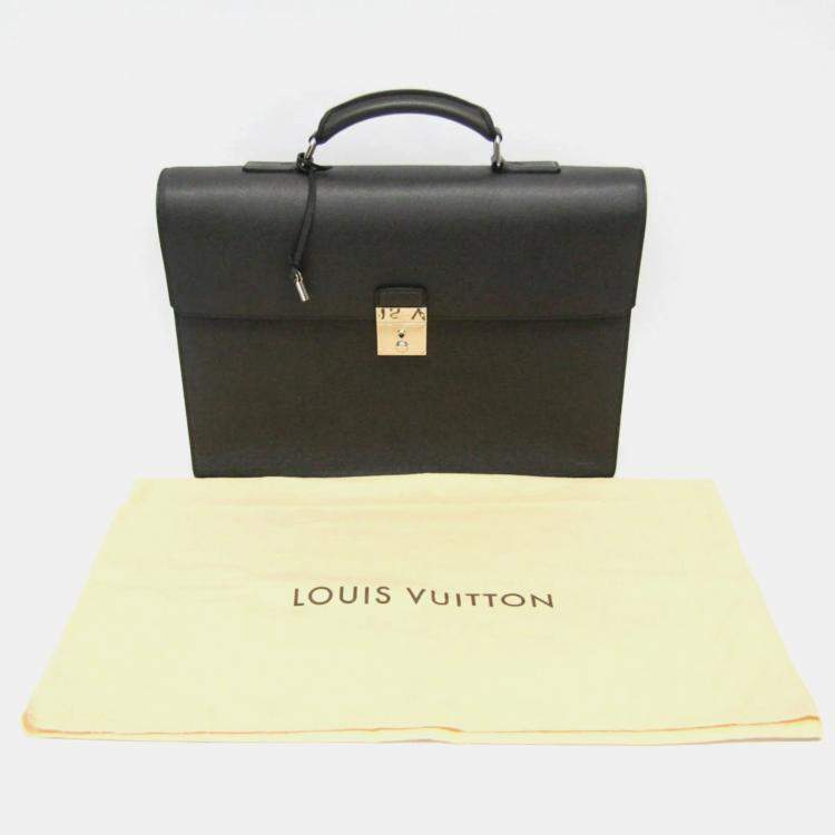 Pre Owned Louis Vuitton Black Taiga Leather Serviette Robusto 2 Business Briefcase Bag
