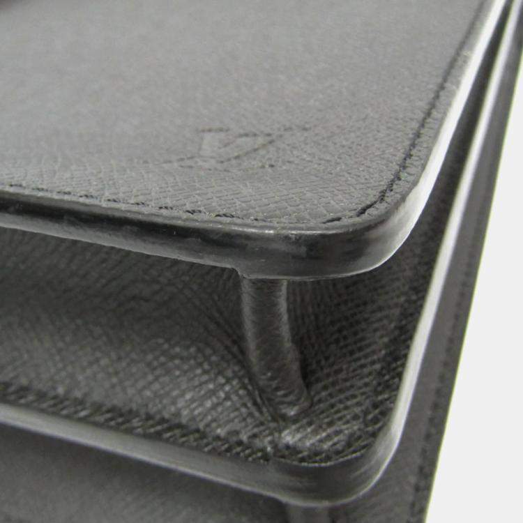 Pre Owned Louis Vuitton Black Taiga Leather Serviette Robusto 2 Business Briefcase Bag