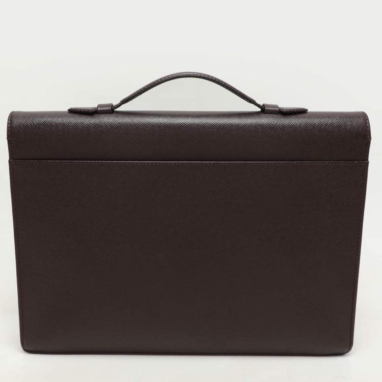 Pre Owned Louis Vuitton Burgundy Taiga Leather Serviette Kourad Briefcase