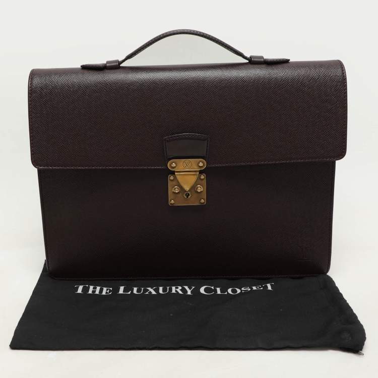 Pre Owned Louis Vuitton Burgundy Taiga Leather Serviette Kourad Briefcase