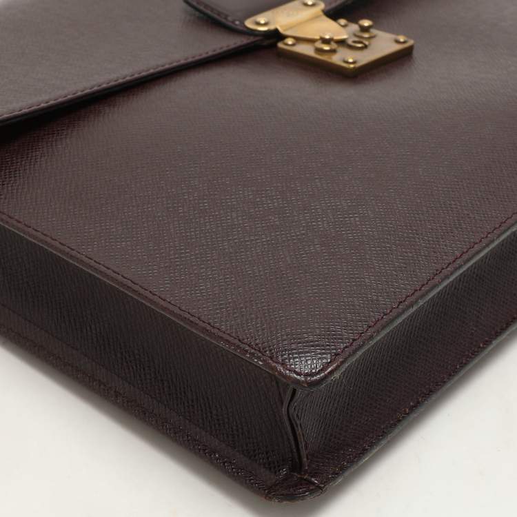 Pre Owned Louis Vuitton Burgundy Taiga Leather Serviette Kourad Briefcase