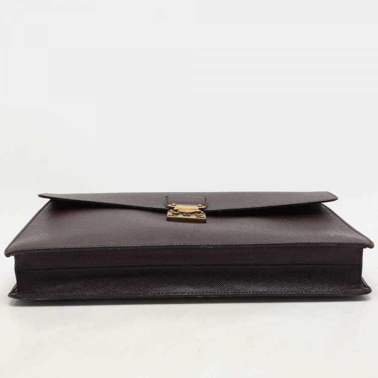 Pre Owned Louis Vuitton Burgundy Taiga Leather Serviette Kourad Briefcase