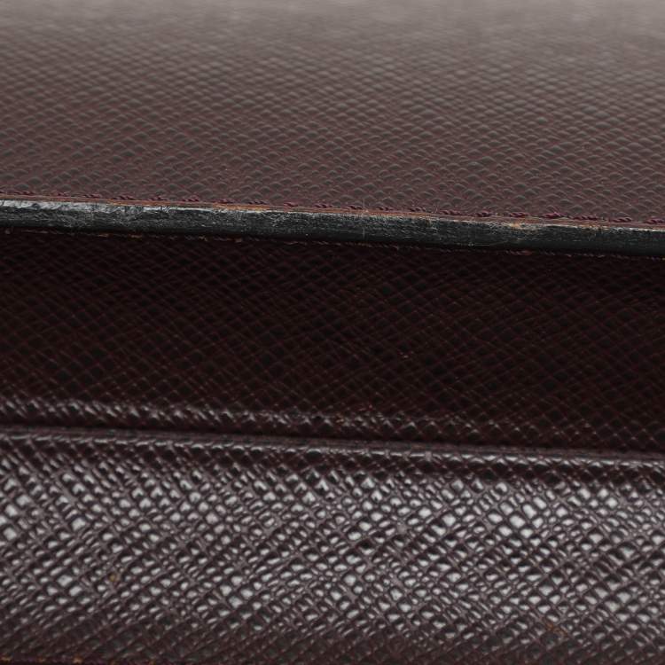 Pre Owned Louis Vuitton Burgundy Taiga Leather Serviette Kourad Briefcase