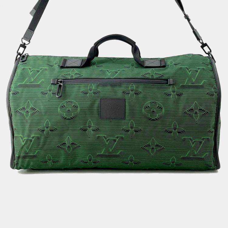 Pre Owned Louis Vuitton  Noir/Green 3D Monogram Reversible Nylon Keepall Bandouliere 50 Shoulder Bag
