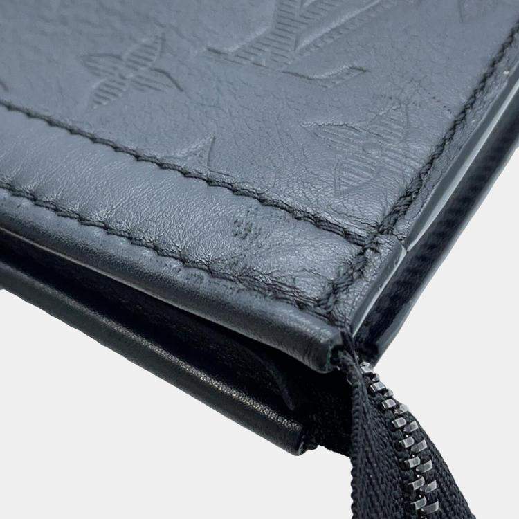 Pre Owned Louis Vuitton Black Monogram Shadow Gaston Wearable Wallet