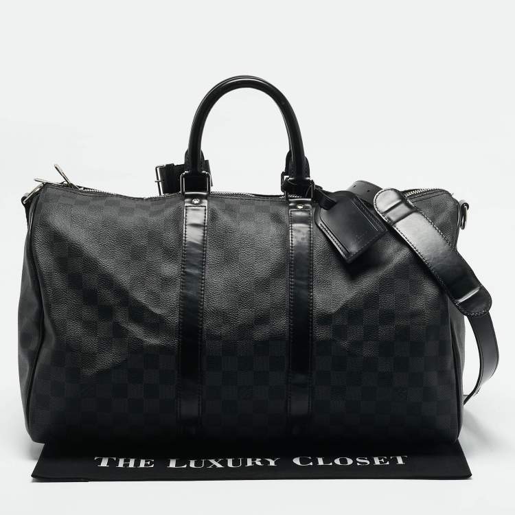 Pre Owned Louis Vuitton Damier Graphite Canvas Keepall Bandouliere 45 Bag