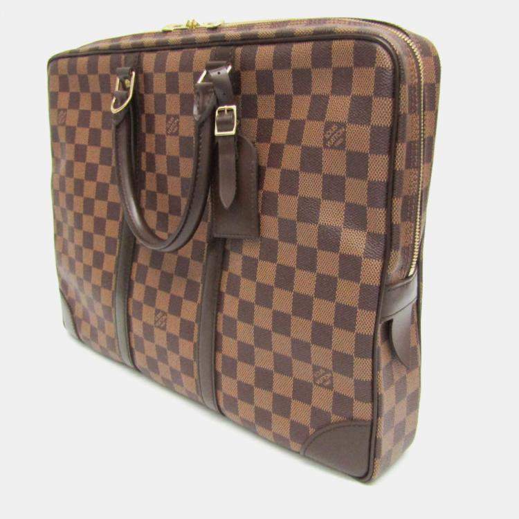 Pre Owned  Louis Vuitton Brown Damier Ebene Canvas Voyage Document Bag 