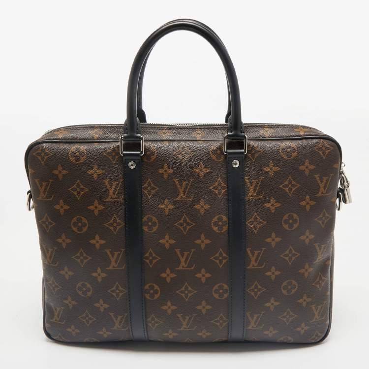 Pre Owned Louis Vuitton Monogram Macassar Canvas Porte Documents Voyage PM Bag