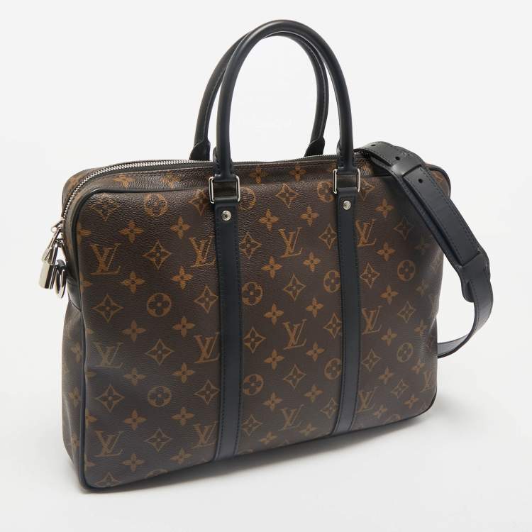 Pre Owned Louis Vuitton Monogram Macassar Canvas Porte Documents Voyage PM Bag
