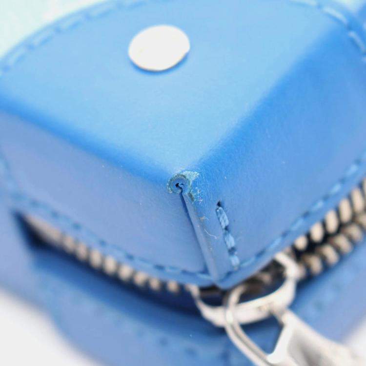 Pre Owned Louis Vuitton Soft Trunk Blue White Coated Canvas Leather Shoulder Bag